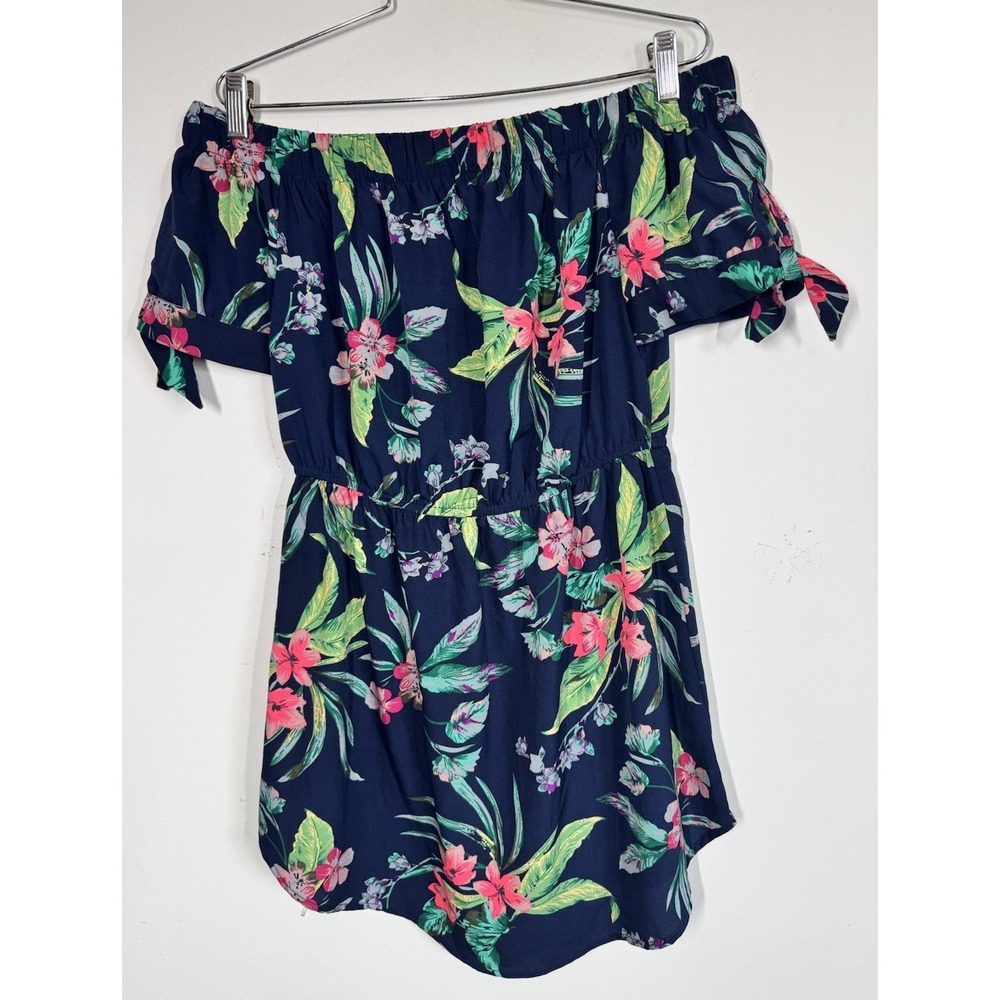 Hint Of Blush Tropical Off The Shoulder Mini Dress Coverup Size M Cruise Resort